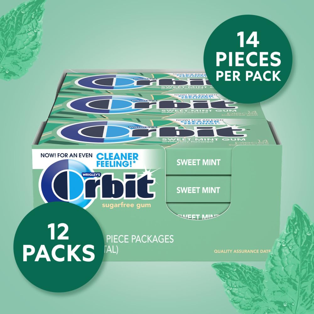 Orbit Sweet Mint bulk box front showing bulk packaging for home or office freshness