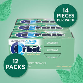 Orbit Sweet Mint bulk box front showing bulk packaging for home or office freshness