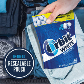 Orbit White Peppermint gum in a car glovebox for convenient minty breath.