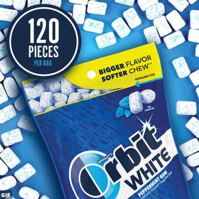Orbit White Peppermint gum on an office desk for quick breath refresh.
