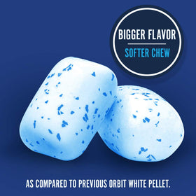 Orbit White Peppermint Sugarfree Gum 40-piece bottle close-up showing label