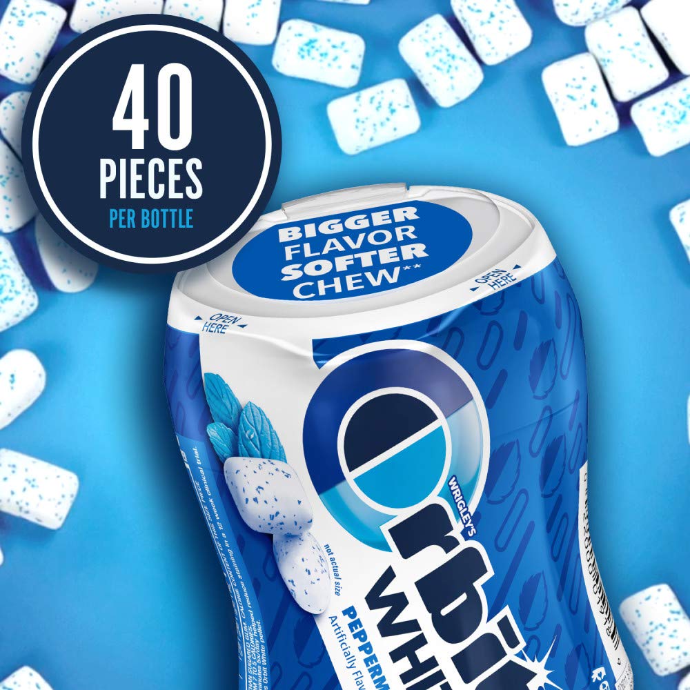 Orbit White Peppermint Sugarfree Gum bottles collection on shelf for everyday freshness