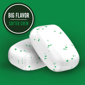 Close-up of Orbit WHITE gum pieces with bold spearmint flavor.