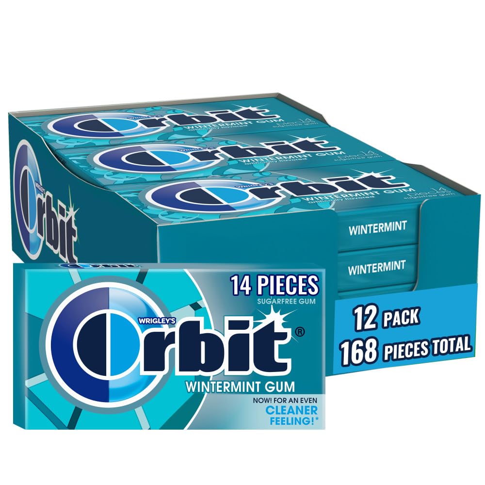 Orbit Wintermint bulk box showing 12 packs for on-the-go freshness