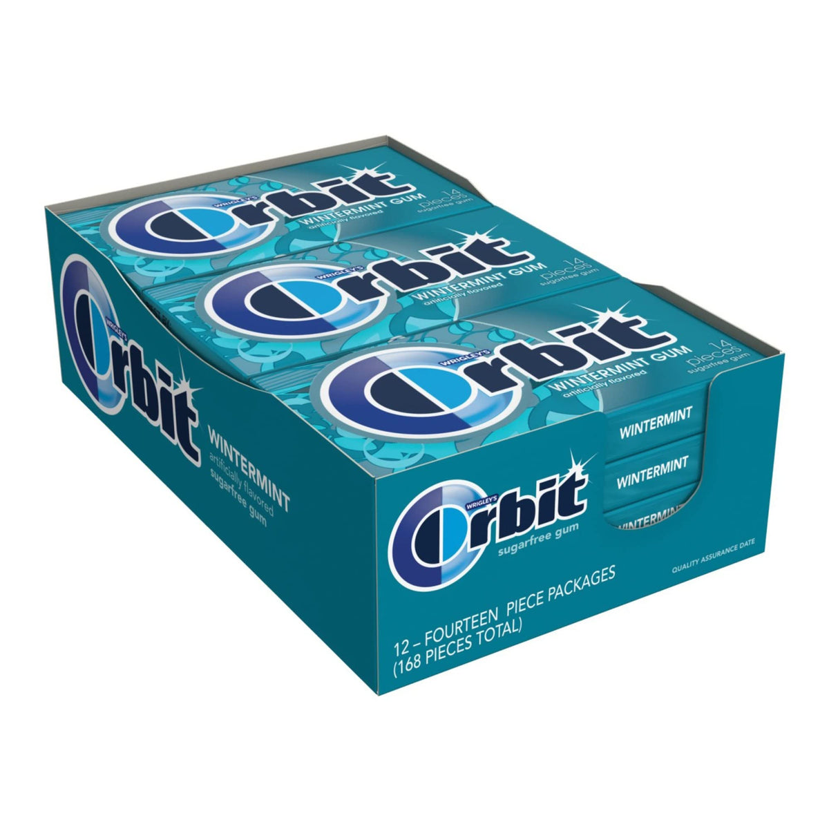 Orbit Wintermint Gum box showing a 12-pack for shareable freshness.