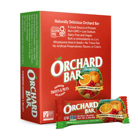 Orchard Bar Cranberry Orange Walnut bar front view with soft fruit and crunchy nuts
