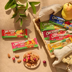 Orchard Bar shows 5 g protein per bar in nutrition panel