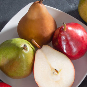 Orchard Delight pear close-up showcasing natural juiciness ideal for a wellness gift.