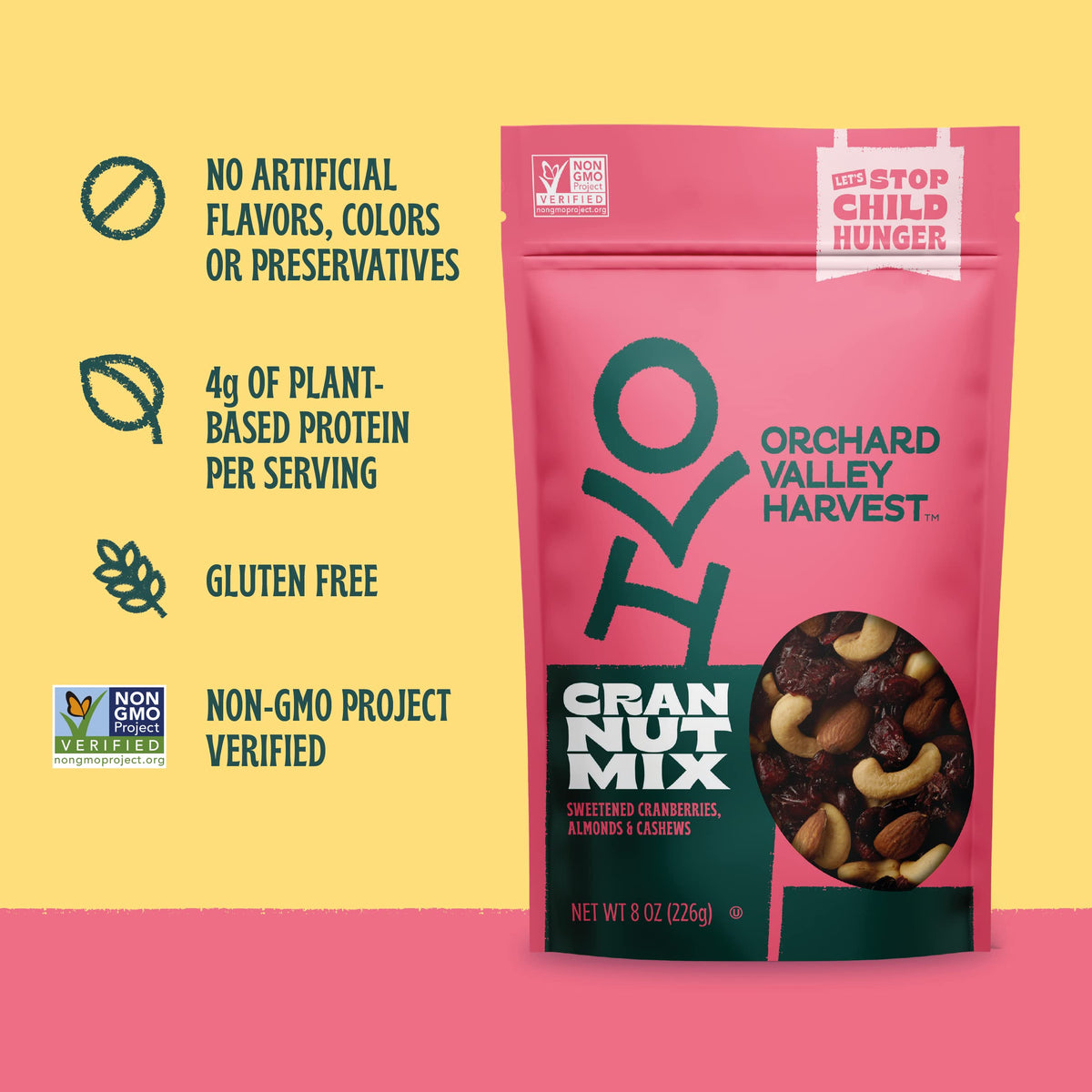 Orchard Valley Harvest Cran Nut Mix cashews close-up, creamy bite complements fruit