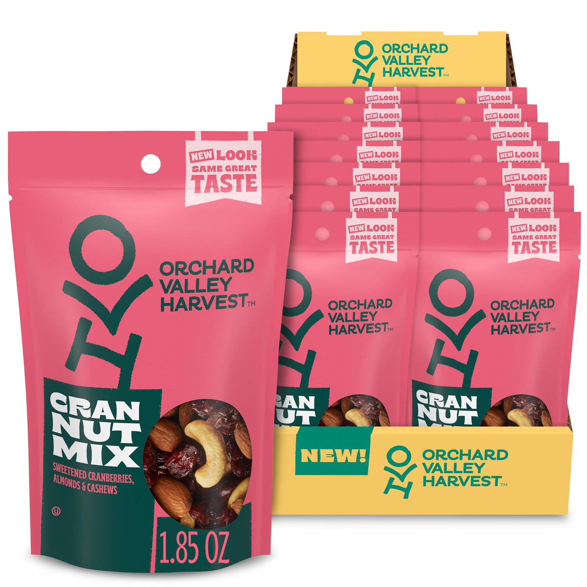 Orchard Valley Harvest Cran Nut Mix packaging view, ideal for on-the-go snacking