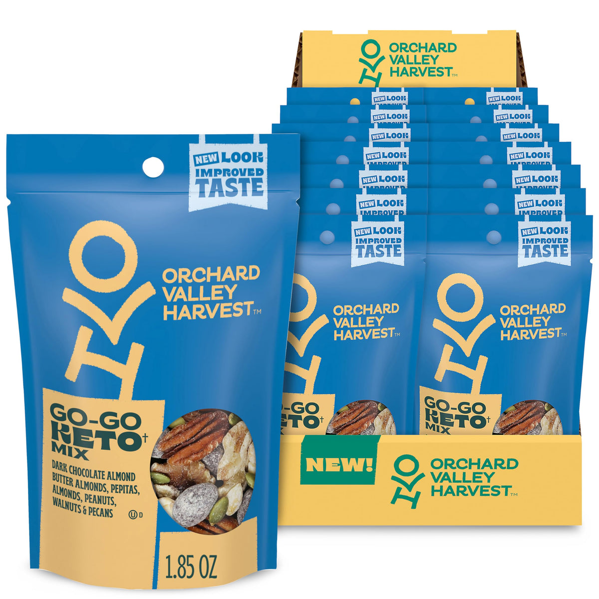 Orchard Valley Harvest Go-Go Keto Mix 14-pack front view for on-the-go snacking