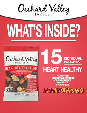 Orchard Valley Harvest Heart Healthy Blend almonds close-up, crunchy and protein-rich.