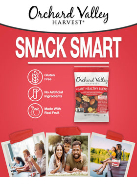 Orchard Valley Harvest Heart Healthy Blend cranberries and walnuts in a balanced mix.