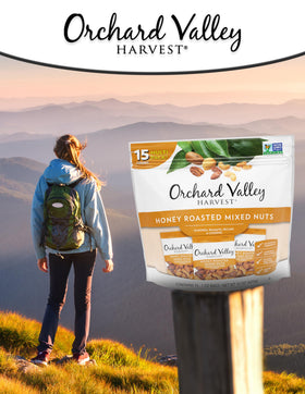 Gluten-free, non-GMO Orchard Valley Harvest honey roasted nut medley snack.