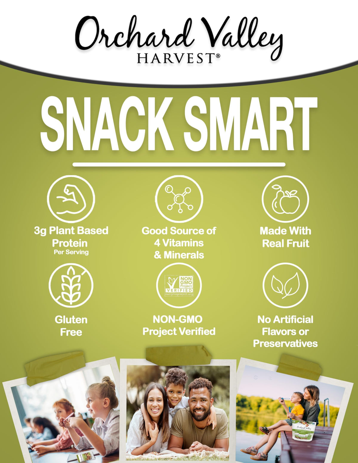 Orchard Valley Harvest non-GMO verified snack with no artificial ingredients.