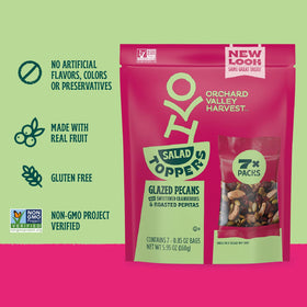 Orchard Valley Harvest roasted pepitas packaging closeup for on the go snacking.