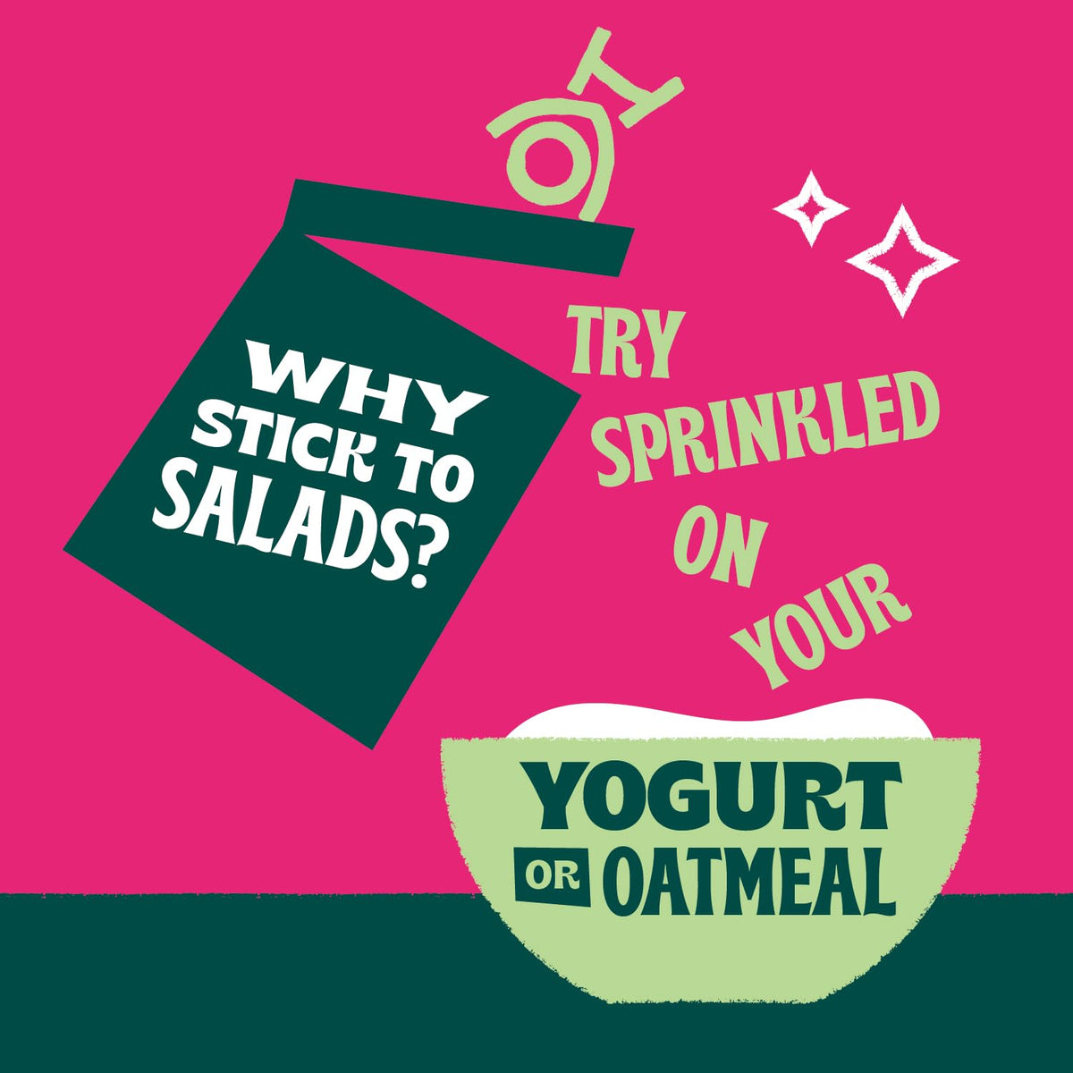 Orchard Valley Harvest salad toppers on salad showing vibrant colors and texture.