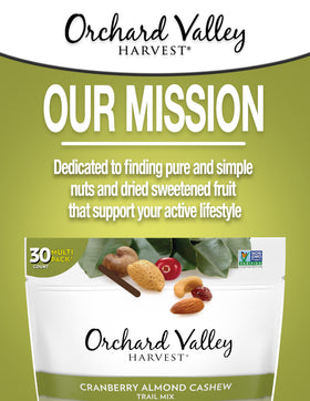 Orchard Valley Harvest Cranberry Almond Cashew Trail Mix 1oz packs ready for lunchboxes.