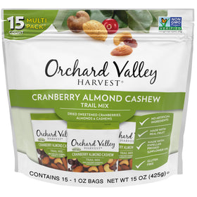 Orchard Valley Harvest trail mix single-serve packs for convenient, on-the-go snacks.