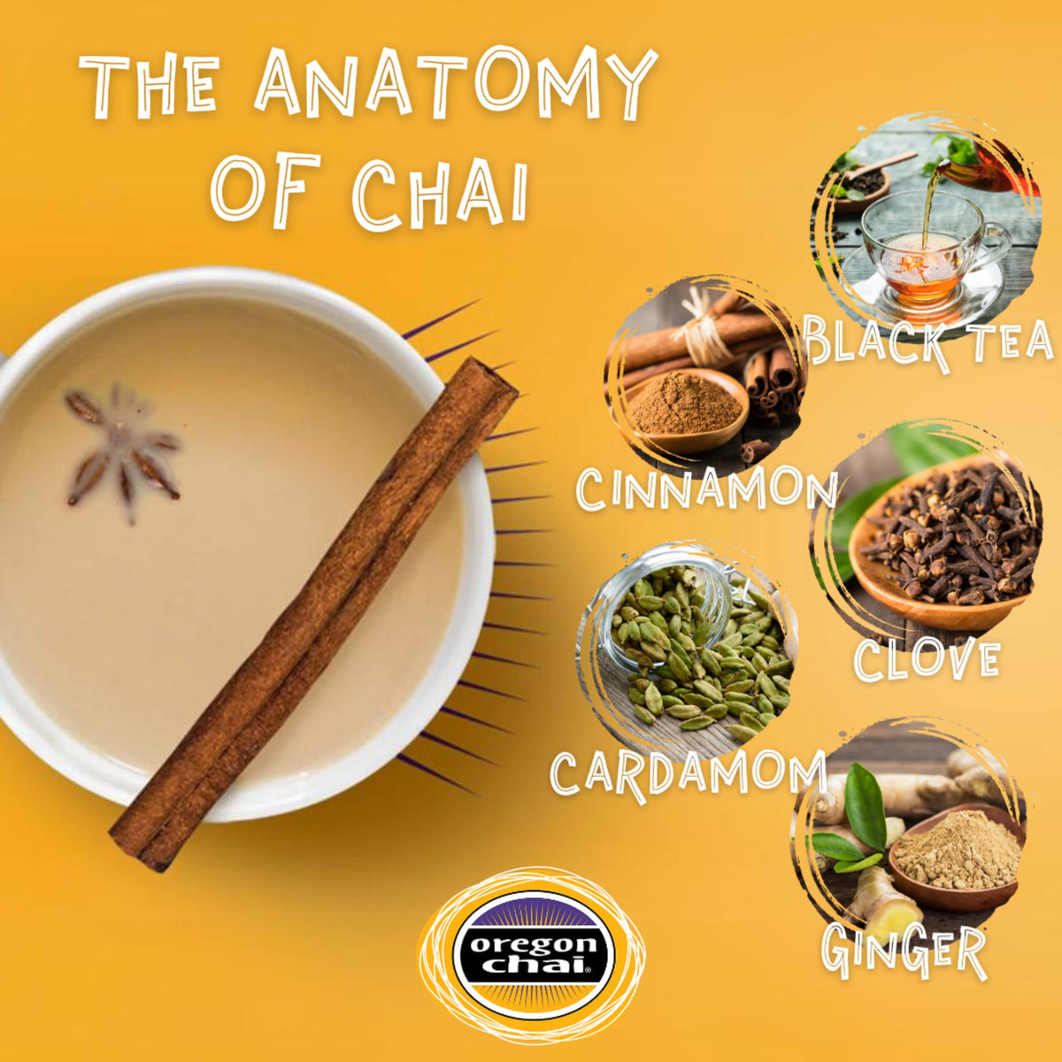 Oregon Chai chai spice blend with vanilla aroma in a measuring scoop.