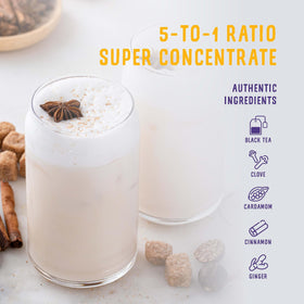 Oregon Chai Extra Spicy concentrate being mixed with milk creates rich latte base