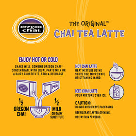 Oregon Chai latte served in glass with warm spice aroma.