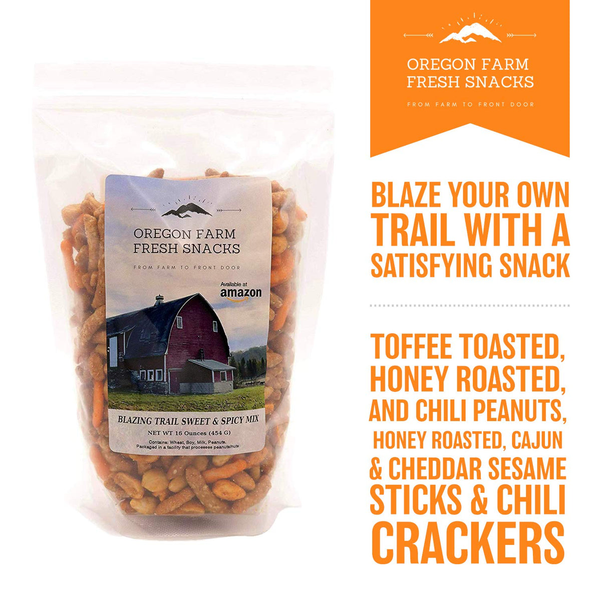 OREGON FARM FRESH SNACKS Blazing Trail honey sesame sticks add subtle sweetness.