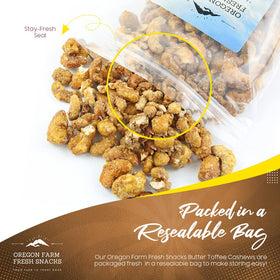 Butter Toffee Cashews on a charcuterie board with cheese
