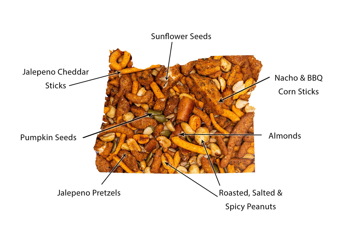 Oregon Farm Fresh Snacks Crater Lake Crunch pretzels, a spicy pairing option.