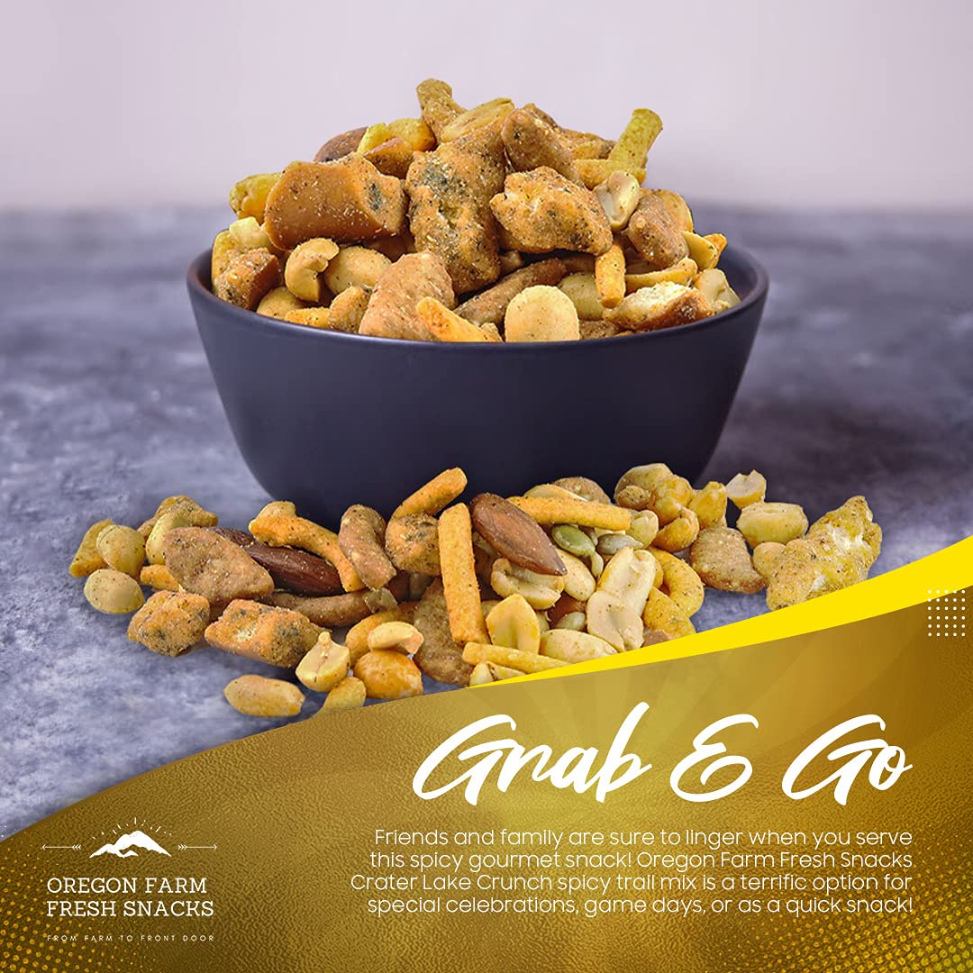 Oregon Farm Fresh Snacks Crater Lake Crunch mix highlighting roasted peanuts for crunch.