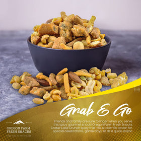 Oregon Farm Fresh Snacks Crater Lake Crunch mix highlighting roasted peanuts for crunch.