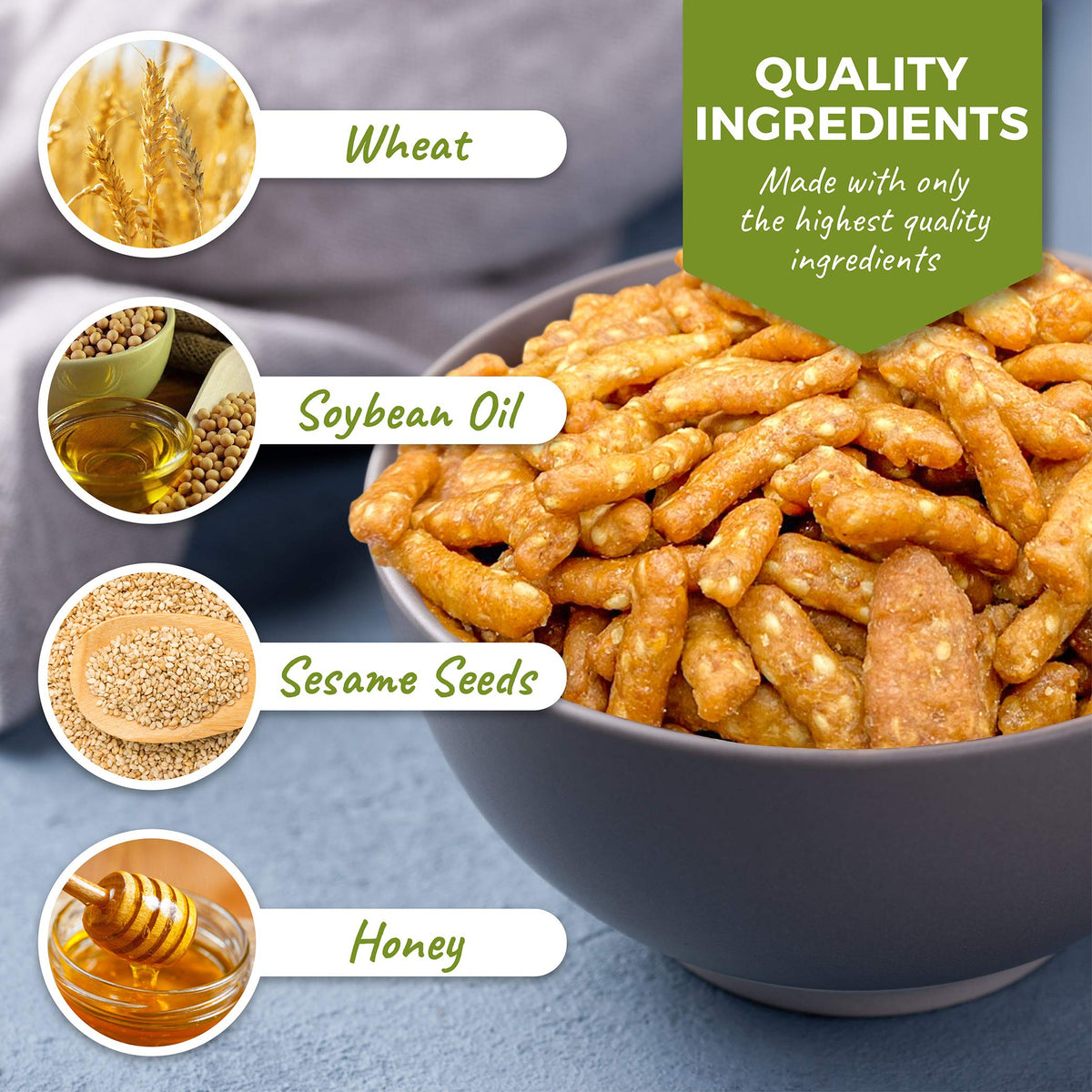 Desk-ready Honey Roasted Sesame Sticks for quick energy during work