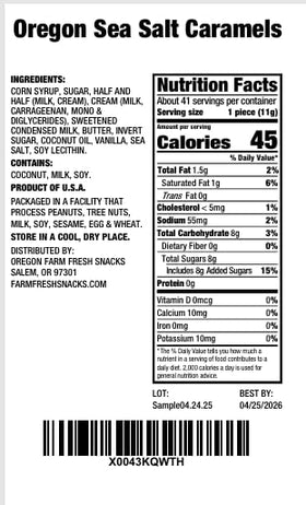 OREGON FARM FRESH SNACKS Oregon-made candy delivering Pacific Northwest flavor.