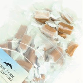 OREGON FARM FRESH SNACKS resealable bag keeps caramels fresh between bites.