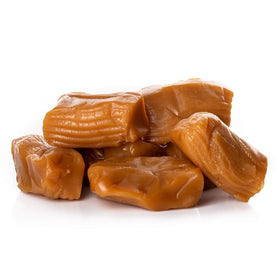 OREGON FARM FRESH SNACKS salted caramels close-up showing rich, creamy texture.