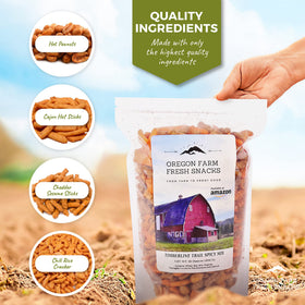 Spicy nuts close-up from Timberline Trail Spicy Mix by Oregon Farm Fresh Snacks