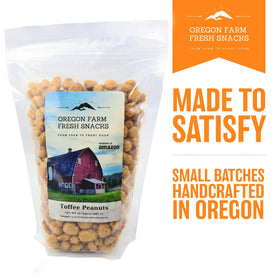 Oregon Farm Fresh Snacks Toffee Peanuts closeup captures crunchy texture with caramel sweetness