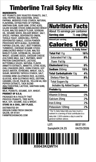 Timberline Trail Spicy Mix ready for on-the-go snacking lifestyle