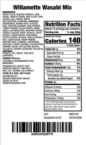 Oregon Farm Fresh Snacks Wasabi Peas Rice Crackers Mix packaging front view