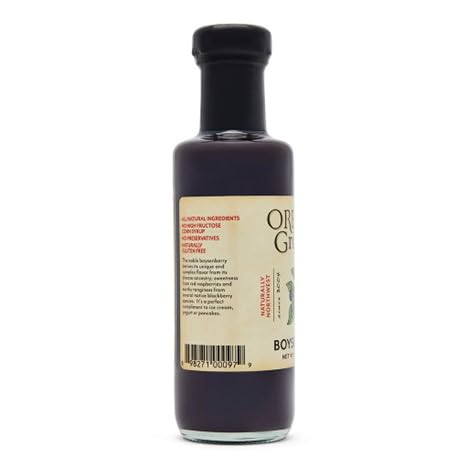 Oregon Growers Boysenberry Syrup poured over pancakes for vibrant breakfast flavor.
