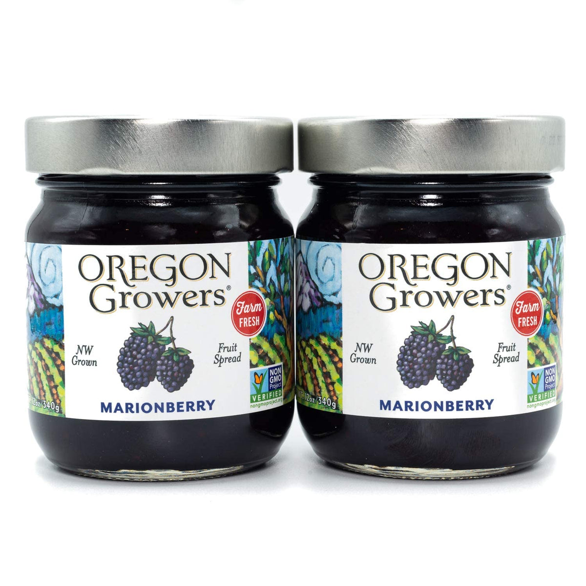 Oregon Growers Marionberry fruit spread bottle with rich berry aroma