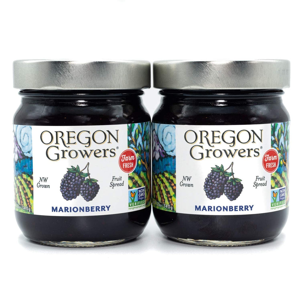 Oregon Growers Marionberry fruit spread bottle with rich berry aroma