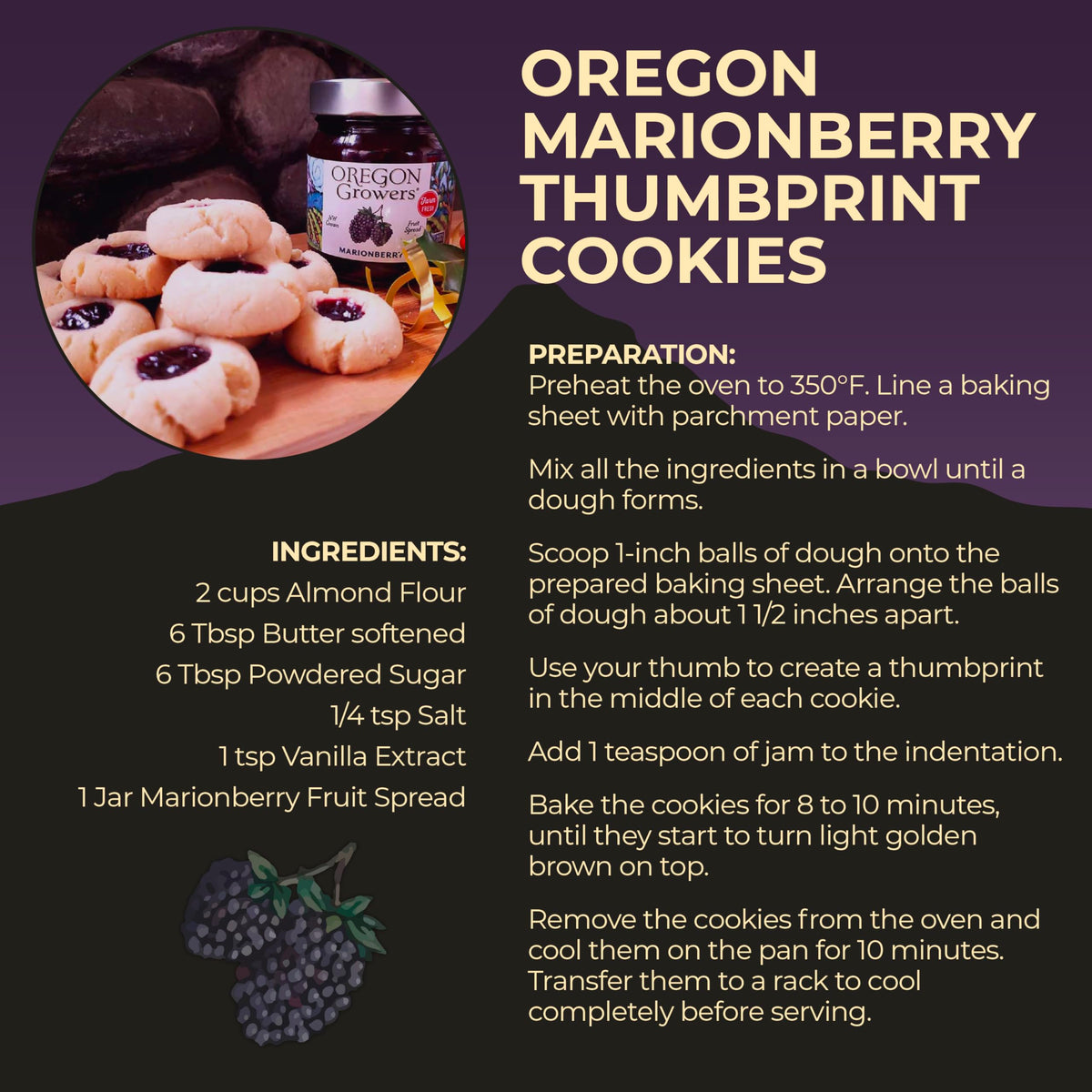 Oregon Growers Marionberry fruit spread ingredients list, all-natural berries