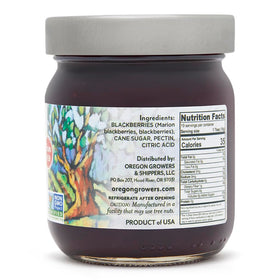 Oregon Growers Marionberry fruit spread jar front showcasing packaging