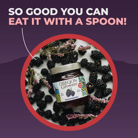 Oregon Growers Marionberry fruit spread on toast, vibrant breakfast moment