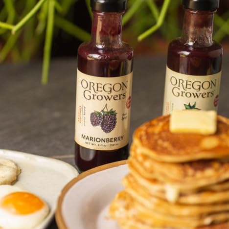Oregon Growers Marionberry Syrup gift-pack on table, ideal for gifting and sharing breakfasts