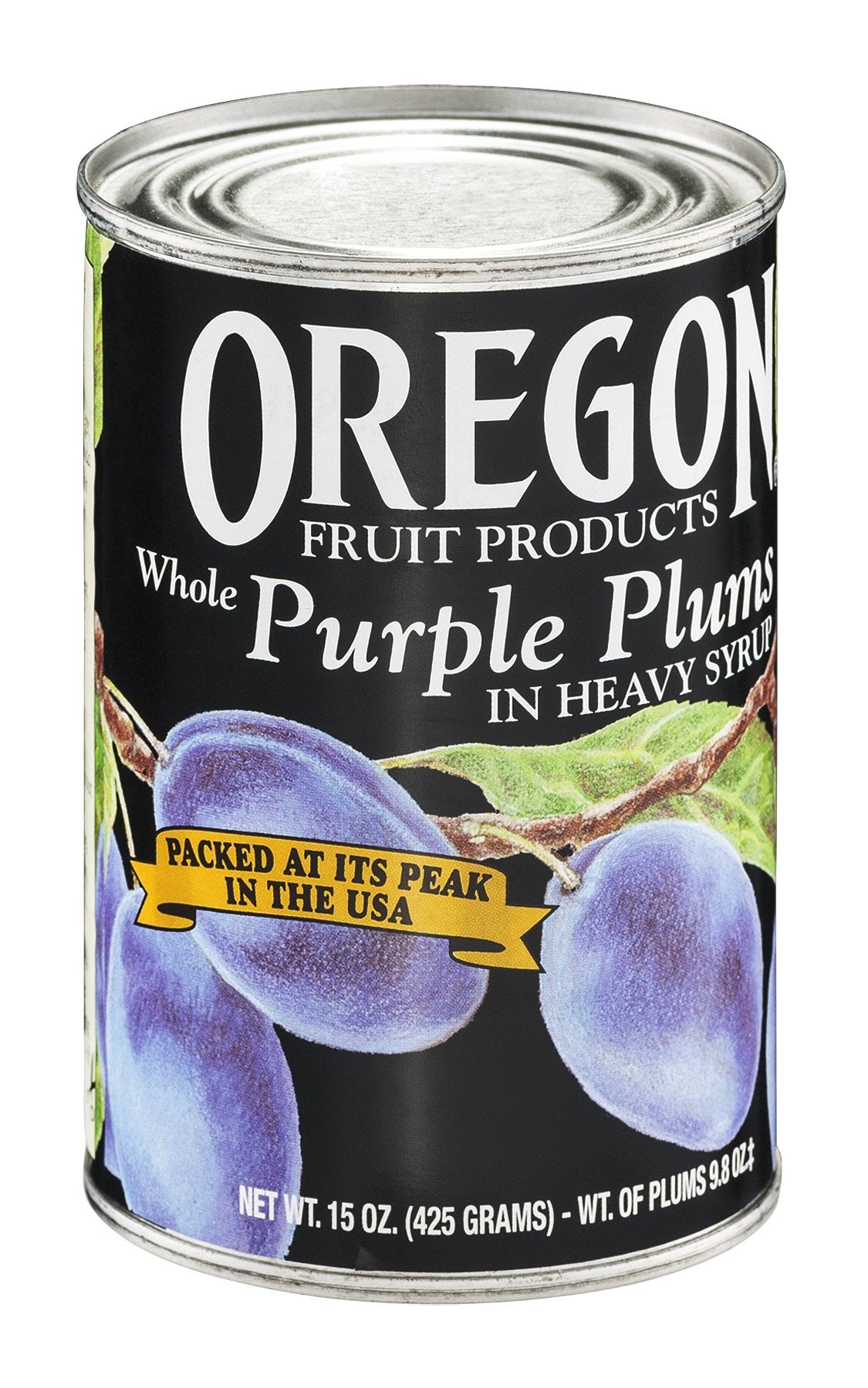 Oregon Purple Plums in syrup ready to use in desserts or pantry meals.