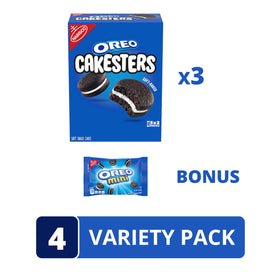 OREO Cakesters creme filling between two soft chocolate cakes for indulgence.