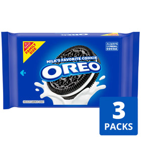 OREO chocolate wafers with real cocoa visible for rich taste.