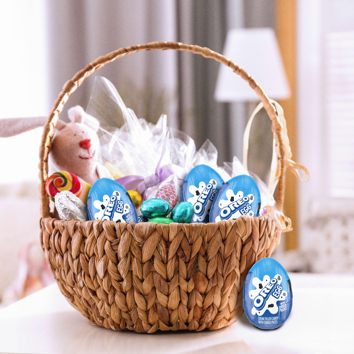 OREO Creme Filled Easter eggs wafer bits visible, adding texture.